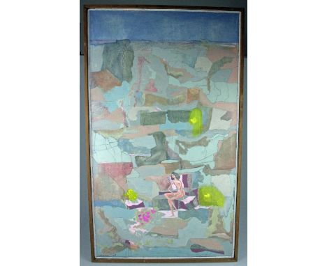 Conrad Lewis RCA (1922-2005) 'Rocks' Oil on Board Framed. Signed lower left. Measures 93cm by 55cm. Lewis was a lecturer in S