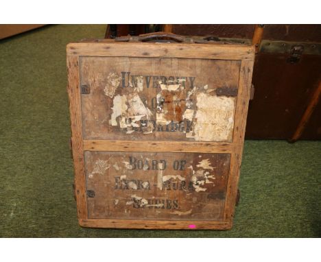 Vintage Cambridge University Wooden Bound travelling case