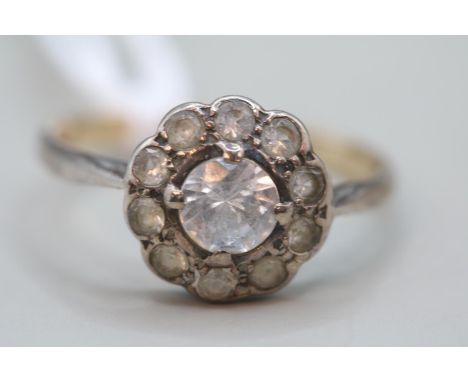 Ladies 9ct Gold CZ Set Cluster ring Size R. 3g total weight 