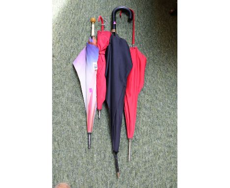 Collection of Vintage Fulton Umbrellas and bone handled Victorian style umbrella.