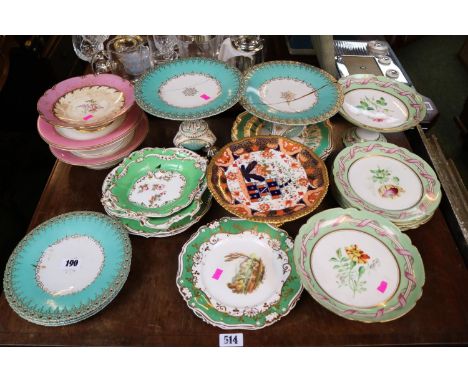 Large collection of assorted Dessert ware comports and plates to include Davenport, Copeland Spode etc 