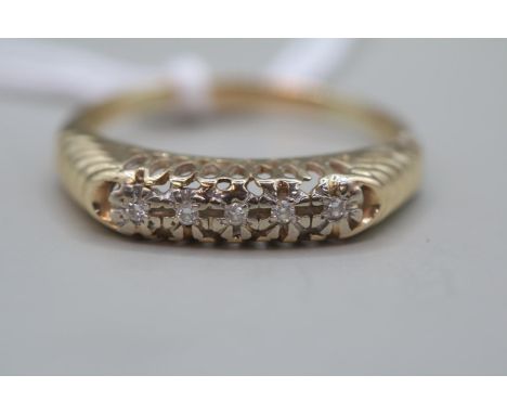 14k Ladies Gold Diamond set ring Size W. 3.50g total weight 