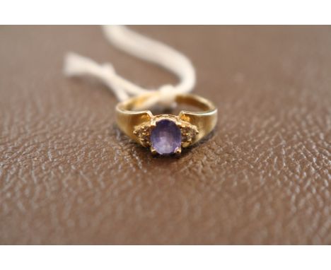 Tanzanite &amp; diamond ring, 14ct gold, size K