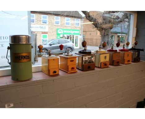 Collection of Seven Vintage Coffee Grinders to include Peugeot &amp; Kym and a Thermos Flask 
