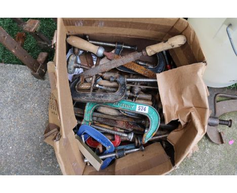 Collection of assorted G Clamps and tools 