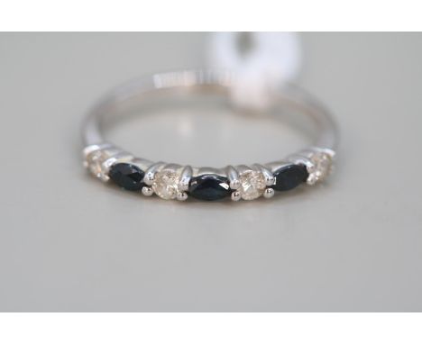 18ct White Gold Sapphire &amp; Diamond Multi stone ring Size N. 2.1g total weight 