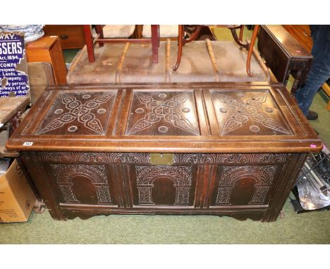 Victorian Blanket box with carved panel decoration 135cm in Length 