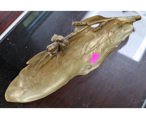 Art Nouveau Anton Heingle Brass Pen Tray 28cm in Length 