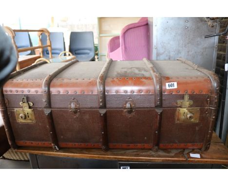 Vintage Steam Liner Trunk with wooden and metal studded fittings 