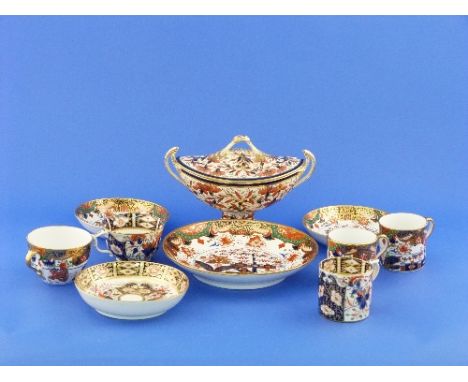 A Spode imari porcelain trio, pattern no.967, circa early 19thC, comprising a tea cup, coffee can and saucer, together with S