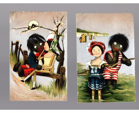  Edwardian Gollywog cards x 2,  cpl small faults      used 1908                                                              