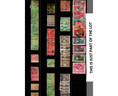  French Colonies 1892-1940 Extraordinary accumulation of fine used and mint in a shoe box ,housed on large hawid strips ,wide