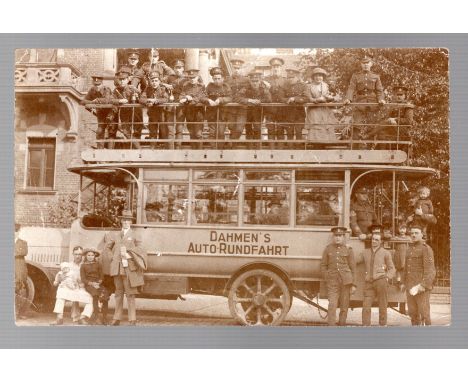  Military WW1 British soldiers with captured German bus RP, small nick centre top                             R£8