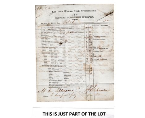  Postal history, 1830 dbl page invoice  entire from LEY IRON WORKS, Nr STOURBRIDGE to Whitehaven for various iron things incl
