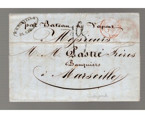  Italy 1855. Entire sent from Naples to Marseilles by steamship, with detailed 3 page contents (French), senders handstamp, c
