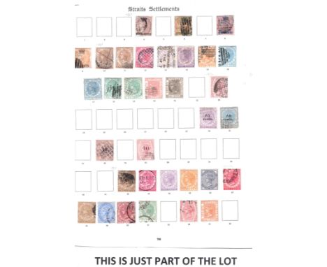  Straits Settlements 1867-1935 Collection on 5 well filled Imperial leaves mint and used from stamps of India  o’printed crow