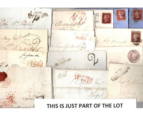  GB pre-stamp &amp; QV cvrs x 25, various handstamps and cancels                                                            R