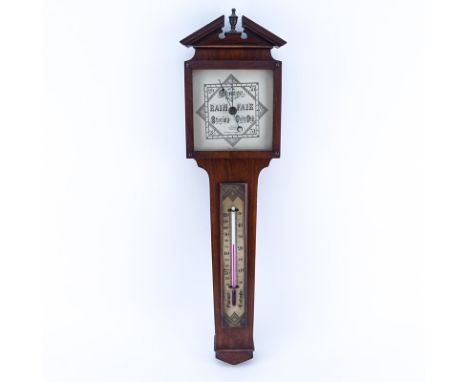 Vintage Broken Arch Pediment Short & Mason Barometer. Mahogany case. Marked 2400 Reg. No. 714942. Good condition. Measures 23