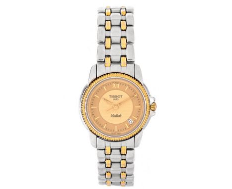 Lady's Vintage Tissot Ballade Two Tone Stainless Steel Bracelet Watch with Quartz Movement. Signed and numbered. Case measure
