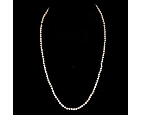 Antique Single Strand One Hundred Twenty Five (125) Graduated White Pearl Necklace with Sterling Silver Clasp. Pearls with go