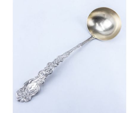 Gorham Versailles Sterling Silver Ladle With Gilt Bowl. Monogrammed. Signed. Good condition. Measures 12". Weighs approx. 8.2