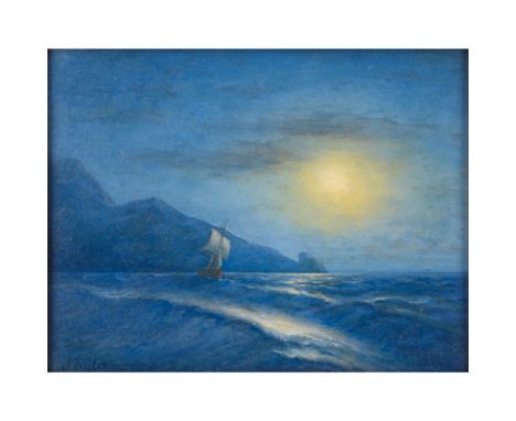 Adolf Ivanovich Fessler, Russian (1826 - 1885) Oil on Panel "Seascape" Signed 'A. Fessler' Lower Left. Good condition. Measur