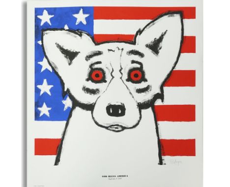 George Rodrigue, American (1944-2013) Color silkscreen "God Bless America" (In tribute to September 11, 2001). Signed in penc
