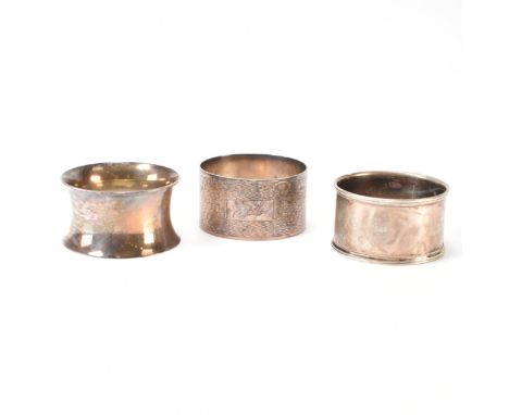 Two vintage silver hallmarked napkin rings. The lot to include a&nbsp;Charles S Green &amp; Co Ltd napkin ring of concave for