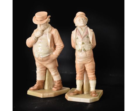 Two Royal Worcester blush ivory figurines, comprising Irish Man and John Bull, both with printed mark beneath, H18cm