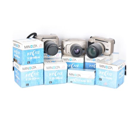 Four Minolta Vectis cameras bodies, to include two Vectis S-1 examples, serial nos. 96622420 & 02629088 and two Vectis S-100 