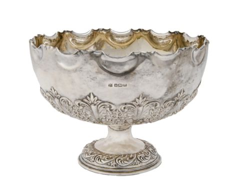 An Edwardian silver rose bowl, stamped with bands of foliage, 13.5cm h, by Fenton Brothers Ltd, Sheffield 1904, 12ozs 2dwts  