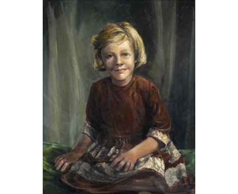 R Kearsley - Portrait of a Young Girl, signed and dated 80, oil on canvas, 74 x 59cm  Good condition