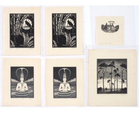 Henry Edward Bates (Exhibited 1926-1939) - Various Subjects, six, wood engravings, all signed by the artist in pencil and all