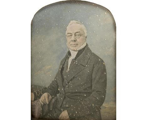 John Jabez Edwin Mayall (1813-1901) - Portrait of a Man, quarter plate (95 x 75mm) daguerreotype, arched mount, photographer'