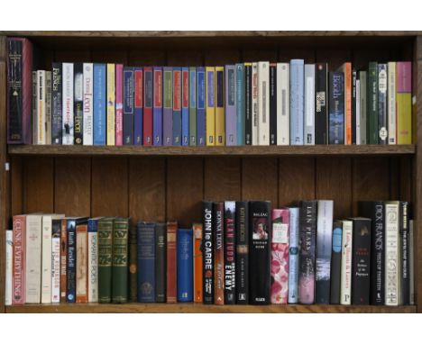 Books. Eight shelves of general stock, 20th c, fiction and non-fiction, including Chesterfield topography, vintage Penguin Pa