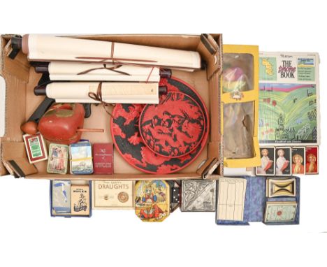 Miscellaneous bygones, including a David Hockney Bradford telephone directory, Chinese scrolls and cinnabar, a Pelham Puppuet