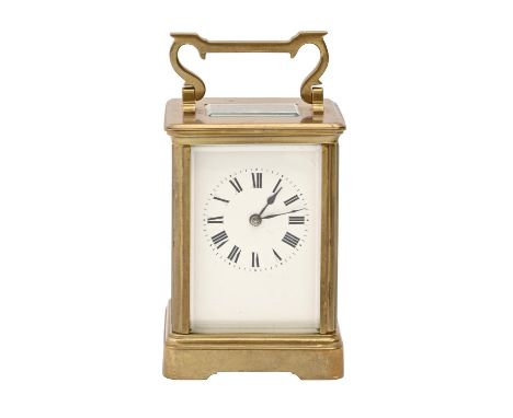 A French brass carriage clock, with platform lever escapement 11cm h  