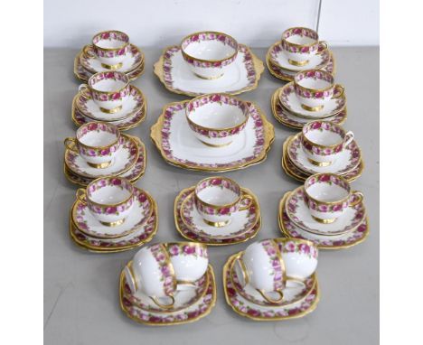 A Royal Albert rose border tea service, printed mark  Good condition save for some slight stacking wear on one or two items. 