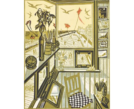 Richard Bawden (b. 1936) - Aldeburgh from the Lookout Tower, signed, titled and numbered 10/85 in pencil by the artist, linoc