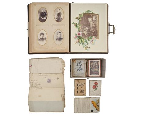 A Victorian leather photograph album of cabinet portraits and cartes de visite, by various London and other British photograp