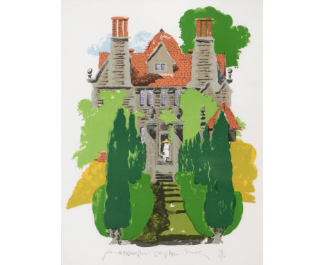 Paul Hogarth (1917-2001) - Garsington Manor, signed and titled in pencil, blind-stamped 38/150, lithograph, 60 x 46cm, Franci