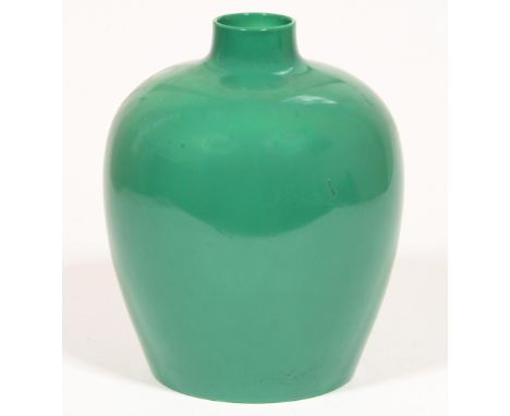 A Royal Doulton jade green glazed earthenware vase, 1933, 28cm h, printed mark, painted BB 1038  Mark scored through; undamag