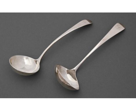 A pair of George III silver sauce ladles, Old English pattern, initialled D, by Peter and Ann Bateman, London 1796, 2ozs 18dw