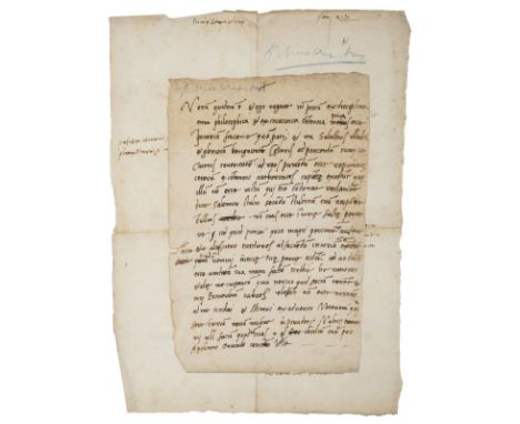 * Crinito (Pietro, 1475-1507). Autograph manuscript, probably written in Florence, circa 1478, in Latin with contractions, wr