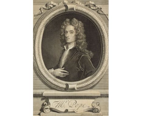 Pope (Alexander). Works, 4 volumes 1717-1741, half titles, folding engraved portrait frontispiece to volume I, volumes I-III 