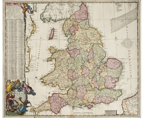 England &amp; Wales. De Ram (Jan), Regni Angliae nova tabula Pricipatum Walliae &amp; Aliraum Provincia ..., Amsterdam R. &am