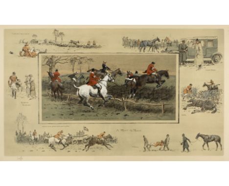* Payne (Charles Johnson, 'Snaffles'). A Point to Point , circa 1922, lithograph finished in watercolour with six vignettes t
