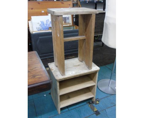 2 VINTAGE WOODEN ITEMS INCLUDING STOOL