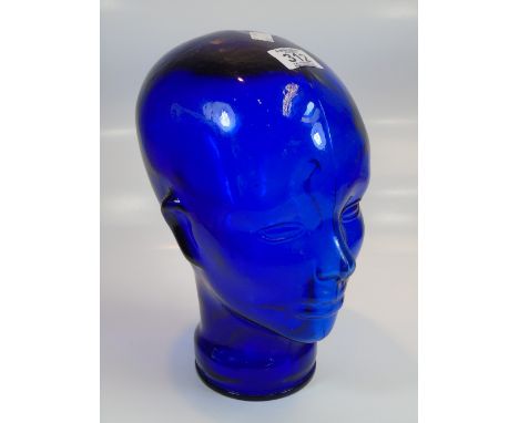 BLUE GLASS MANNEQUIN HEAD