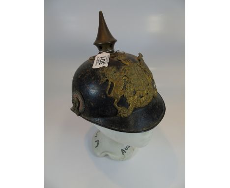 GERMAN ENLISTED MANS' SPIKED HELMET / PICKELHAUBE 1895 WITH STATE OF ARMS FOR WURTTEMBERG